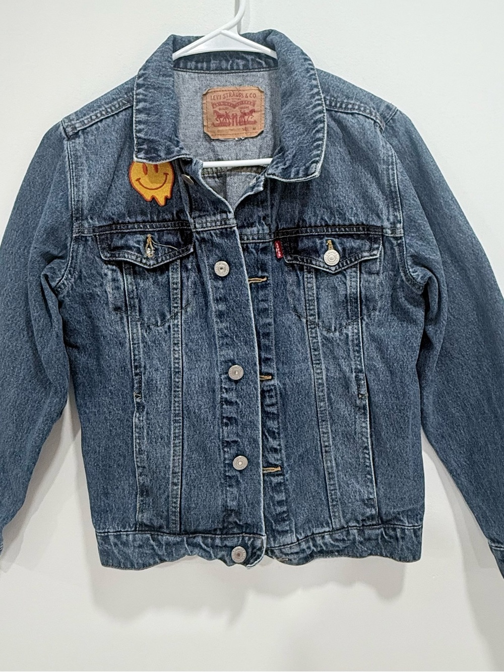 Levi's Kids Dark Blue Denim Jacket with Yellow Smiley Patch